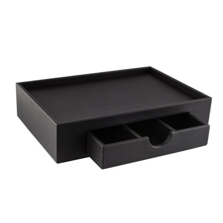 Bandeja de polipiel negra con cajón.