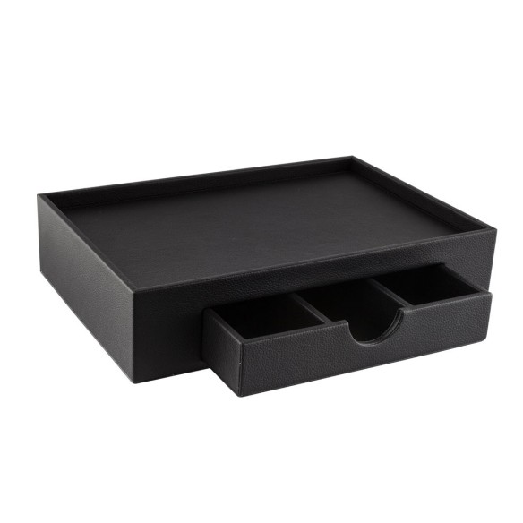 Bandeja de polipiel negra con cajón.