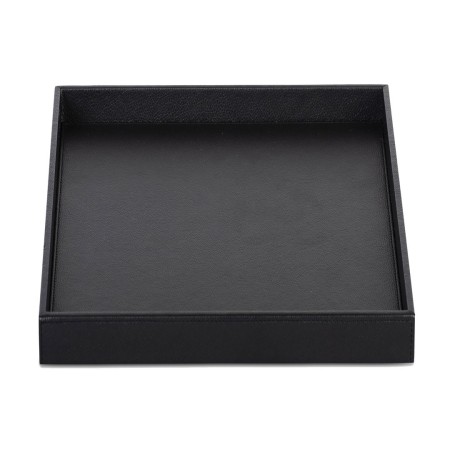 Bandeja cuadrada de polipiel negra.