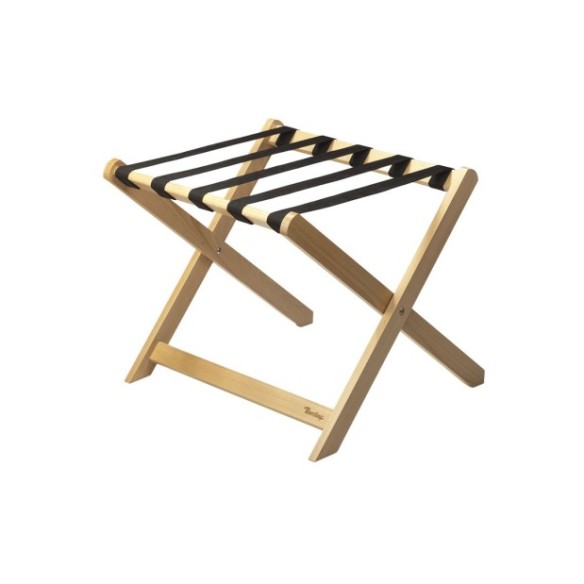 Reposamaletas de madera natural.