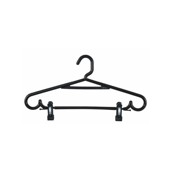 Percha negra de 43 cms con pinzas.