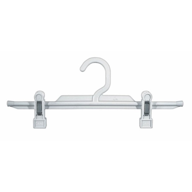 Percha blanca de 31 cms con pinzas.