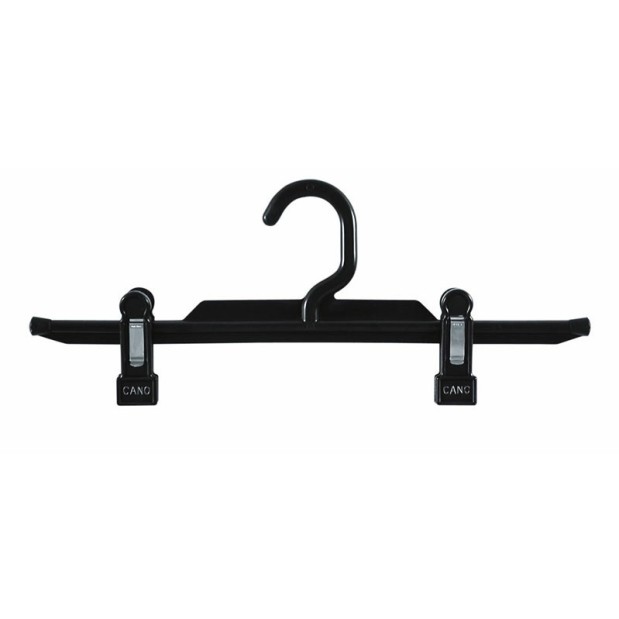 Percha negra de 31 cms con pinzas.