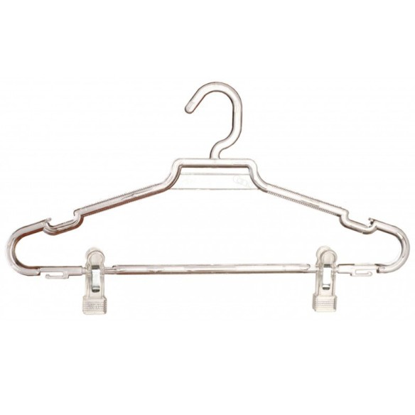 Percha blanca con muescas y pinzas de 40 cms.