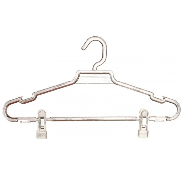 Percha blanca con muescas y pinzas de 35 cms.