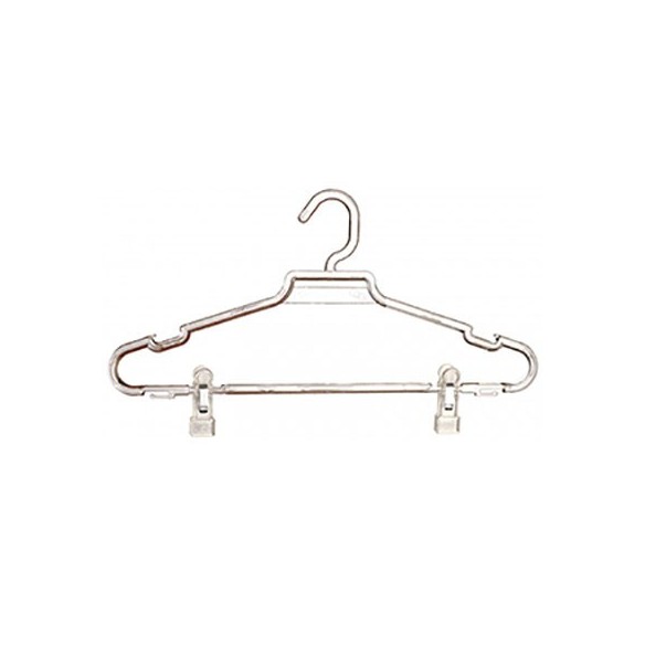 Percha blanca con muescas y pinzas de 27 cms.