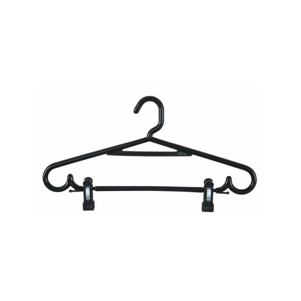 Percha negra de 43 cms con pinzas.