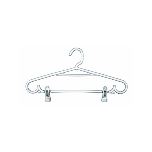 Percha blanca de 43 cms con pinzas.