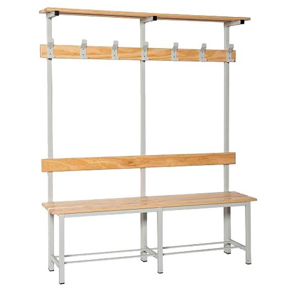 Banco de madera con perchero y repisa de 1500m.