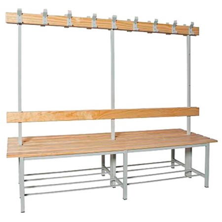 Banco de madera doble con perchero 2000m.