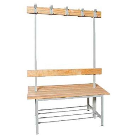 Banco de madera doble con perchero 1000m.
