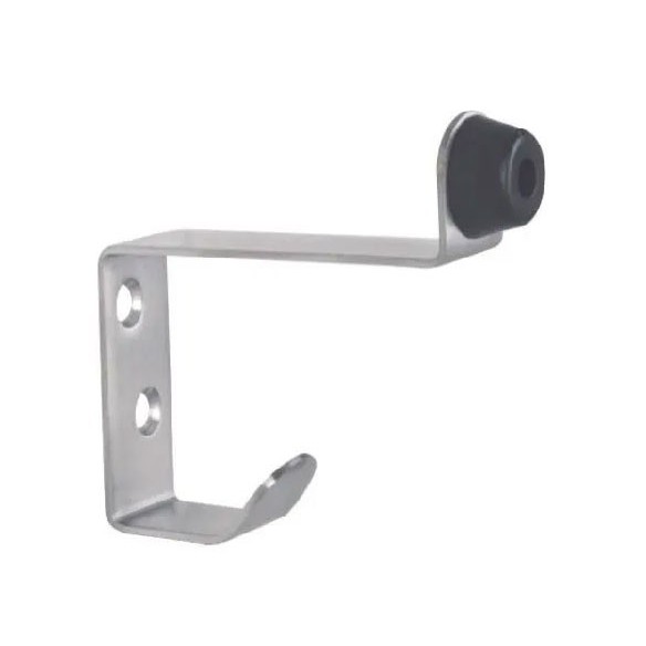 Percha con tope para puertas de acero inoxidable acabado negro.