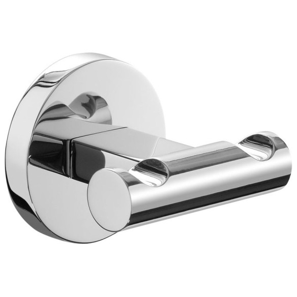 Gancho de pared circular con doble colgador de acero inoxidable.