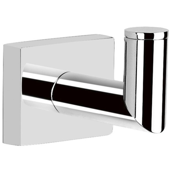 Percha de baño con base cadrada y gancho en 90º.