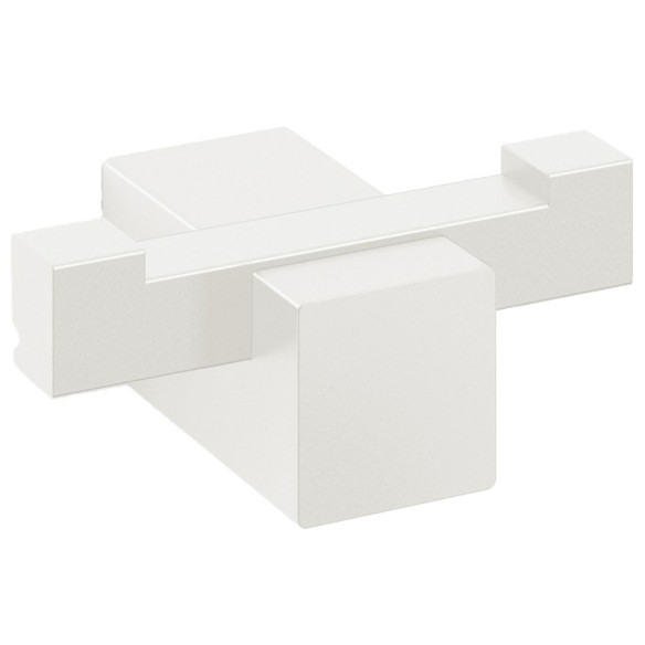 Gancho de pared doble para toallas de acero inoxidable acabado blanco.