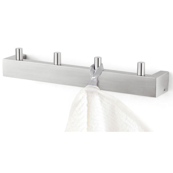 Colgador de pared con 4 ganchos acabado satinado.