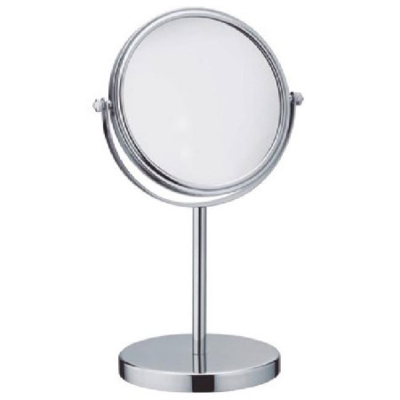 Espejo redondo de tres aumentos de sobremesa acabado brillante.