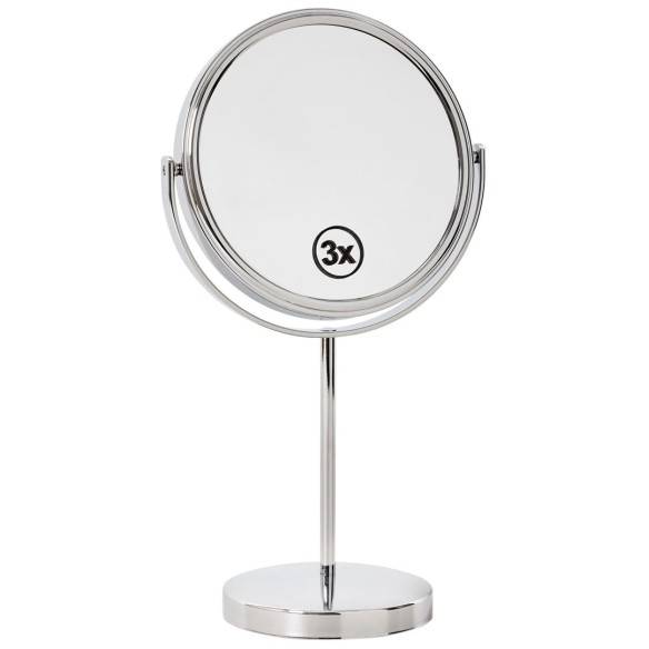 Espejo redondo de tres aumentos de sobremesa smart acabado brillante.