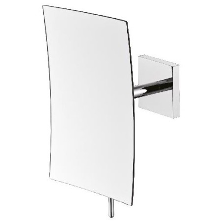 Espejo cuadrado de tres aumentos con brazo negro mate.