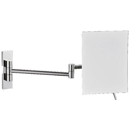 Espejo cuadrado de tres aumentos con brazo acabado brillante.