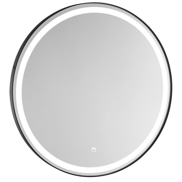 Espejo de pared round 700mm con led negro mate.