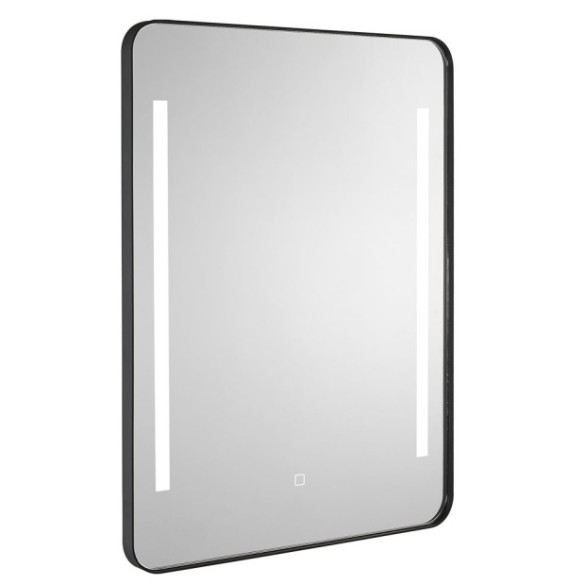 Espejo de pared square negro mate con led.