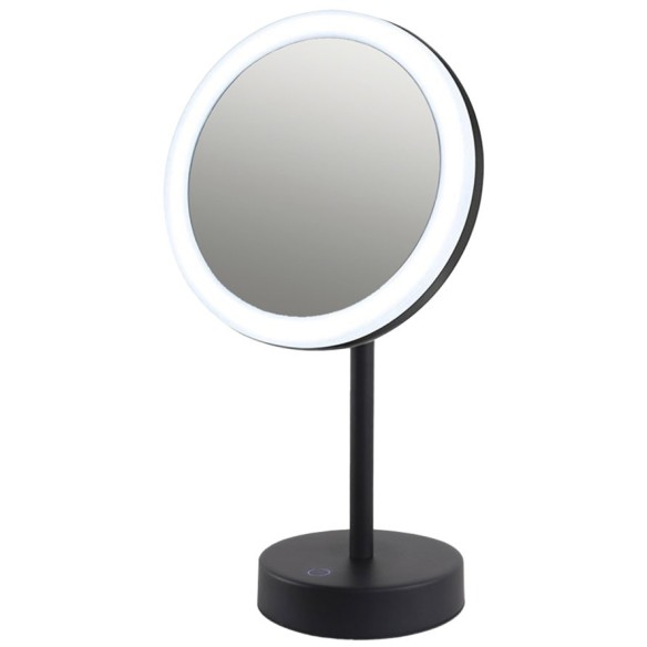 Espejo aumento con sensor toch y luz led nedro mate.