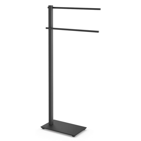 Toallero doble de pie barra a doble altura negro.