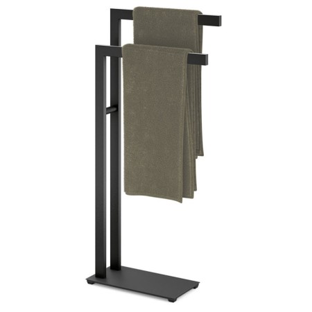 Toallero doble de pie acabado negro.