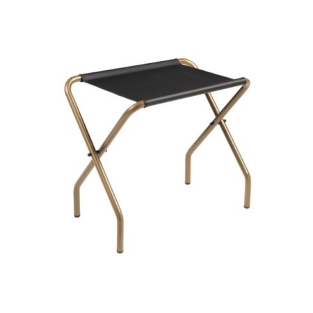 Reposamaletas estructura oro mate y banda negra.