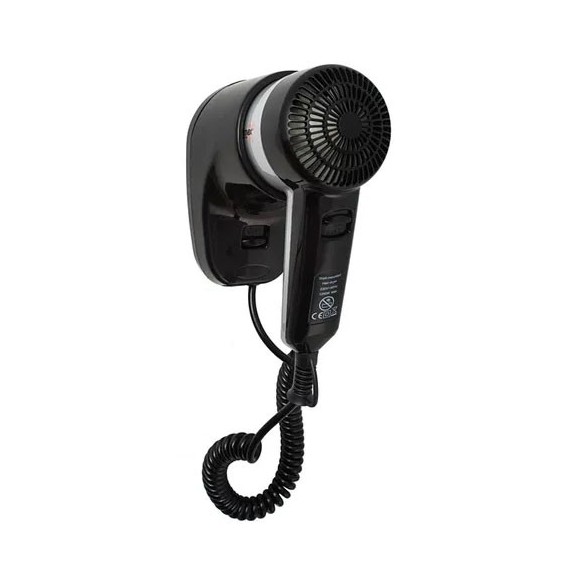 Secador de pelo plateado y negro