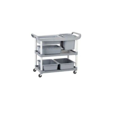 Carro de servicio de color gris.