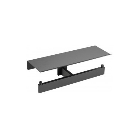 PORTAROLLOS DOBLE CON ESTANTE NEGRO HARMONIA