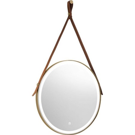 Espejo de pared round leather 700mm con led negro mate. 2