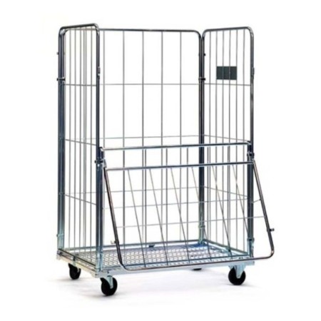 Carro multiusos con puerta y 4 ruedas giratorias.