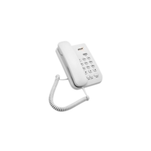 Teléfono de mesa o pared blanco.