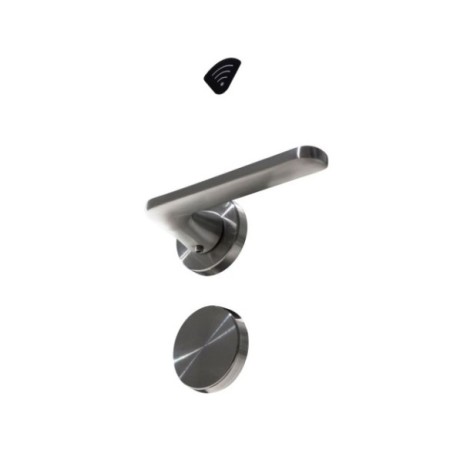 Cerradura de diseño minimalista de acero inoxisable.