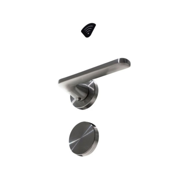 Cerradura de diseño minimalista de acero inoxisable.