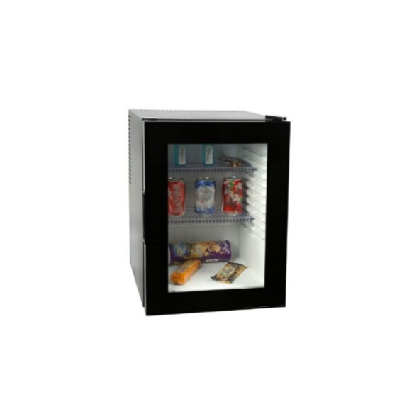 Minibar negro con puerta de cristal de 30L.