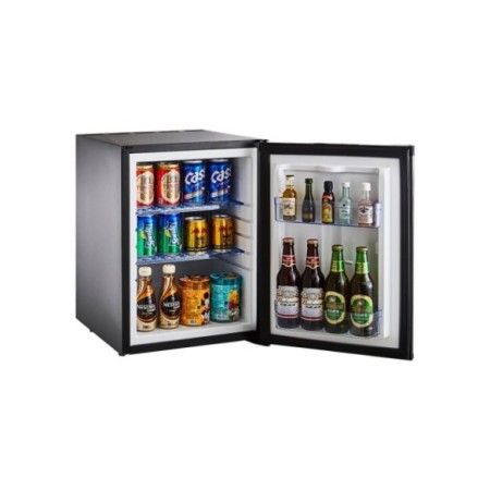 Minibar negro con regulador de potencia y capacidad de 36L. 2