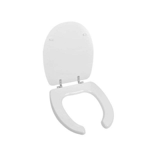 Recambio de tapa de madera prensada con bisagras metálicas cromadas con aro con apertura.