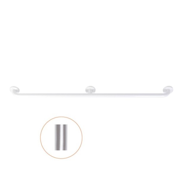 Barra de 1200 mm de longitud con tres puntos de apoyo y acabado satinado.