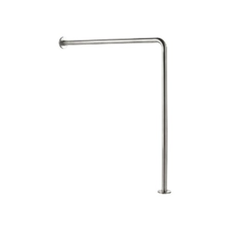 Barra en ángulo pared-suelo con dos anclajes sin empotrar en acabado satinado.