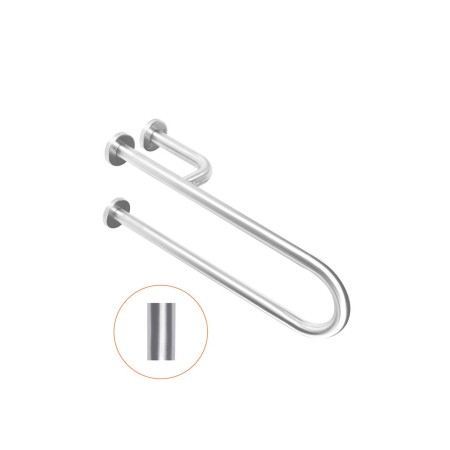 Barra fija de 800 mm con tres puntos de anclaje y posición izquierda con acabado satinado.