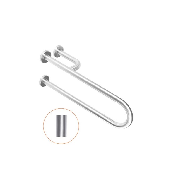 Barra fija de 800 mm con tres puntos de anclaje y posición izquierda con acabado satinado.