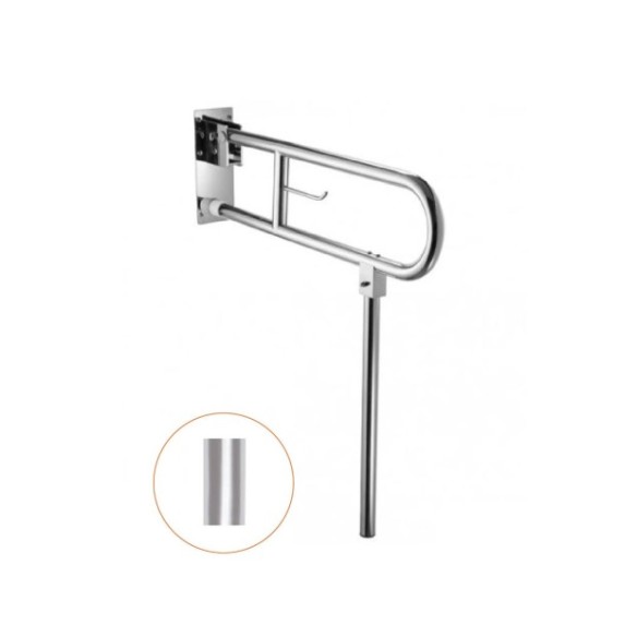 Barra abatible con pata retráctil de acero inoxidable con acabado satinado.