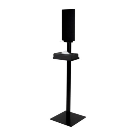 Estación de desinfección de suelo con bandeja de color negro mate.