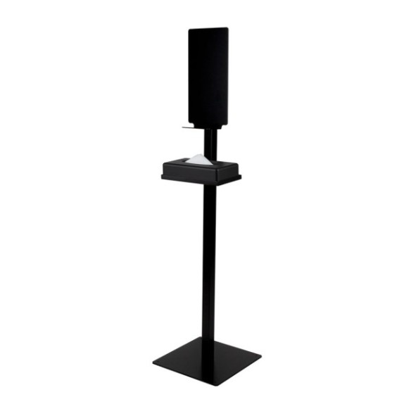 Estación de desinfección de suelo con bandeja de color negro mate.