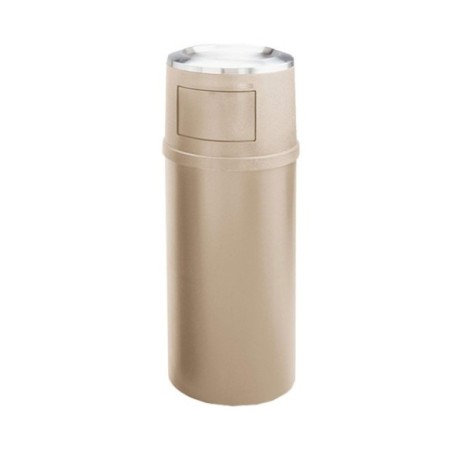 Papelera con cenicero de color beige.