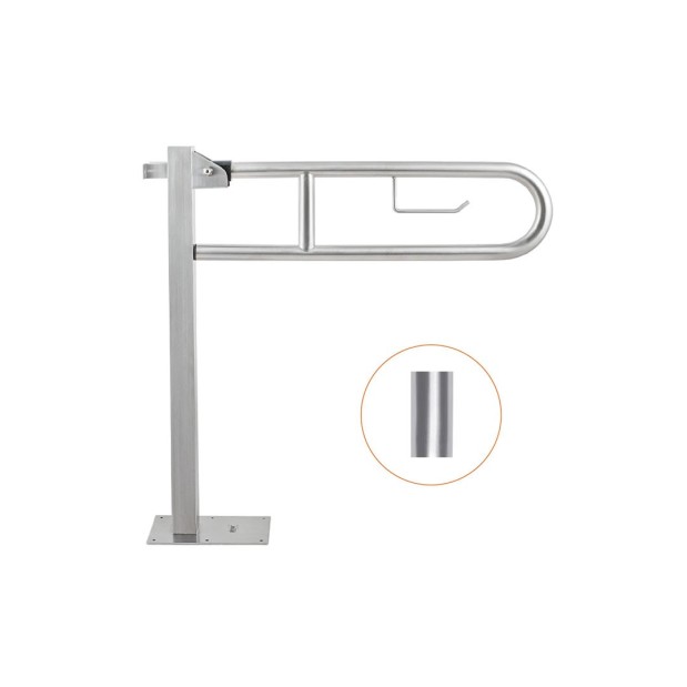 Barra de ayuda abatible con giro vertical y freno progresivo acabado brillante.